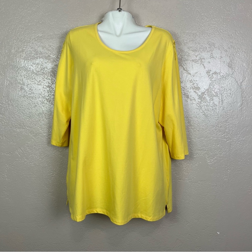 5 for $30 D & Co. Essentials  Top‎ Women XL Yellow Pullover Stretch 3/4 Sleeve